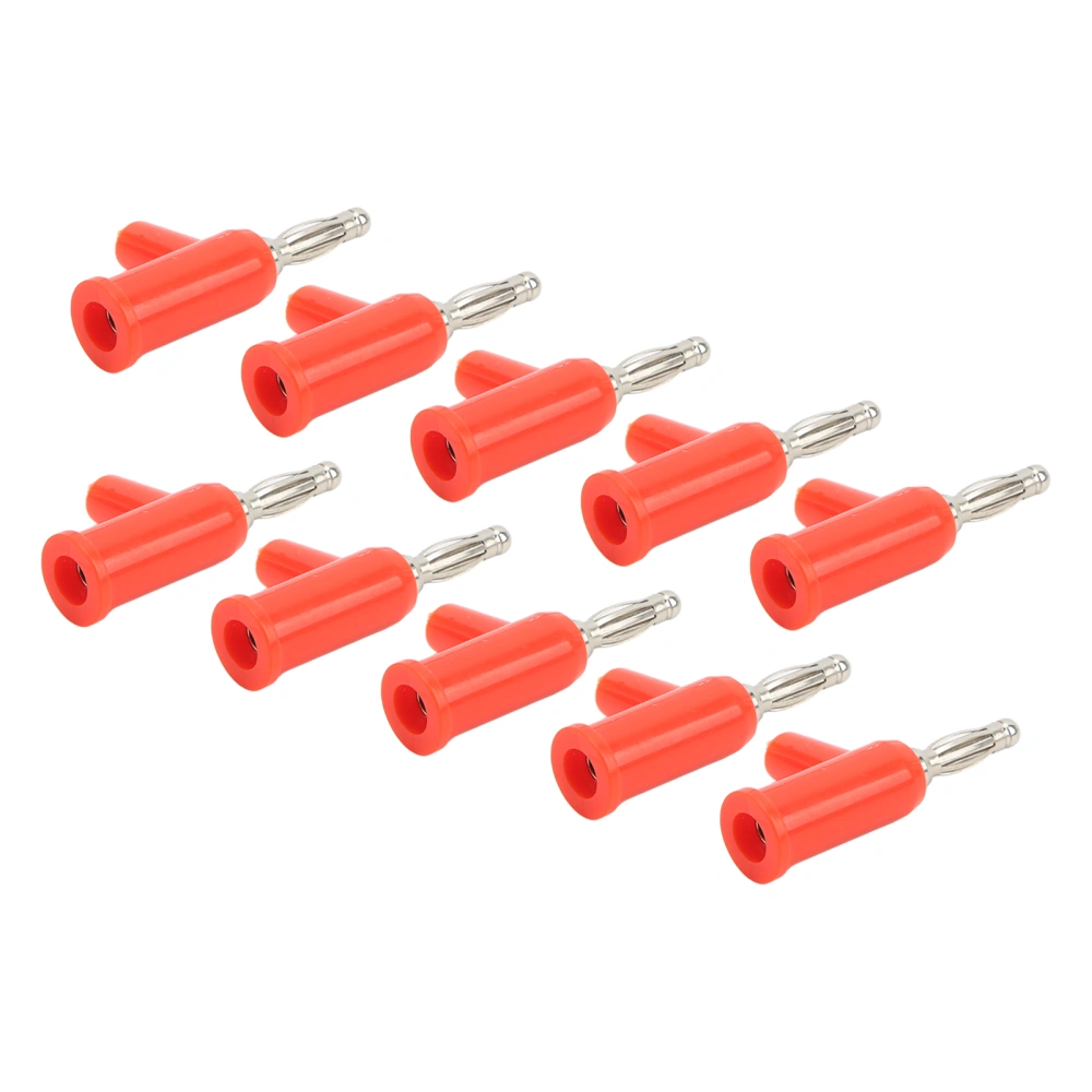 10Pcs Solderless Banana Plug ABS Brass Lantern Open Screw Bananas Connectors for Inverters 4mmRed