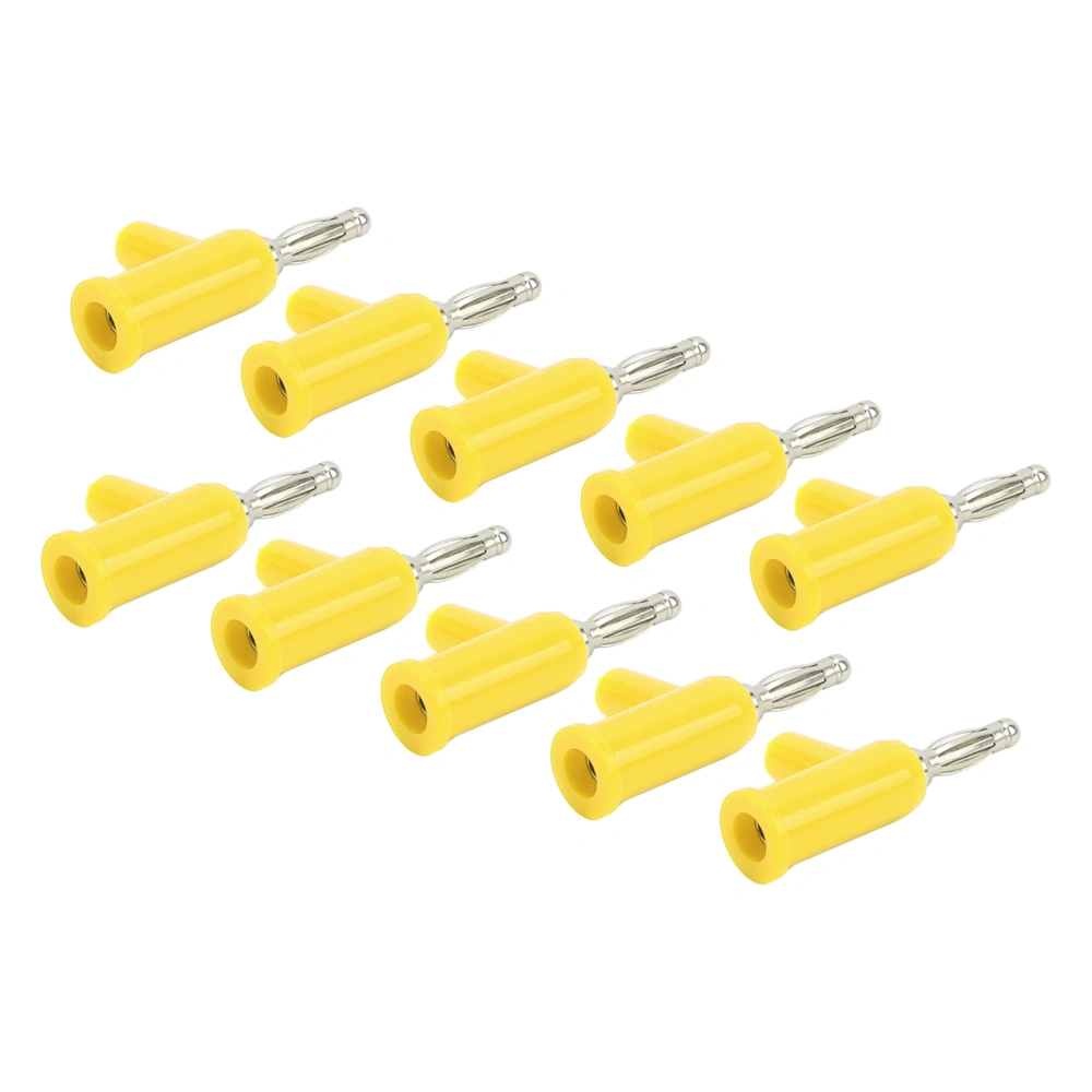 10Pcs Solderless Banana Plug ABS Brass Lantern Open Screw Bananas Connectors for Inverters 4mmYellow