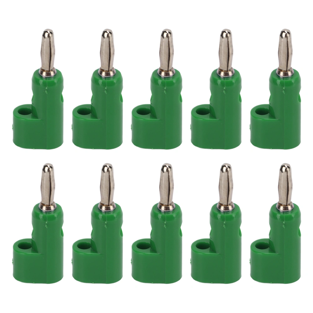 10Pcs/Set 4mm Solderless Banana Plug Stackable Open Screw 30V AC‑60V DC Maximum 24A for Electronics Industrial EquipmentGreen