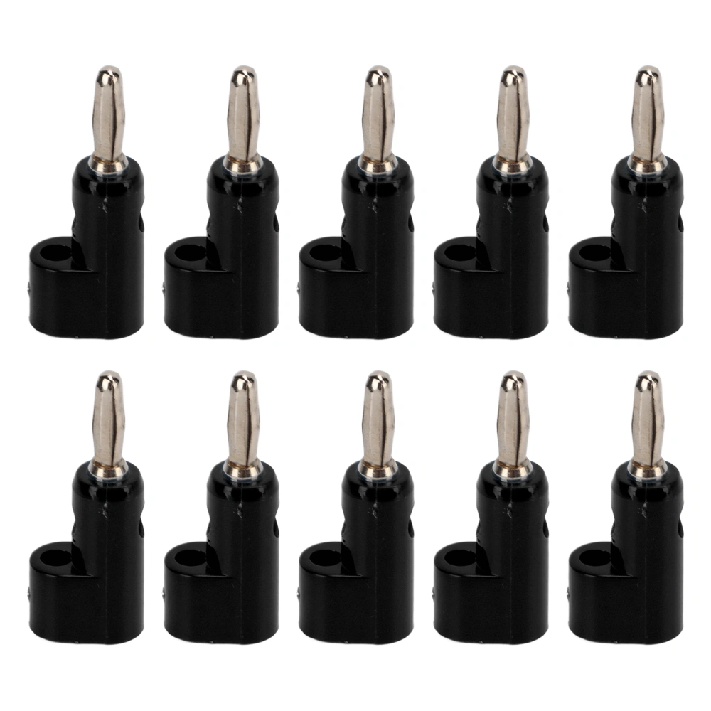 10Pcs/Set 4mm Solderless Banana Plug Stackable Open Screw 30V AC‑60V DC Maximum 24A for Electronics Industrial EquipmentBlack