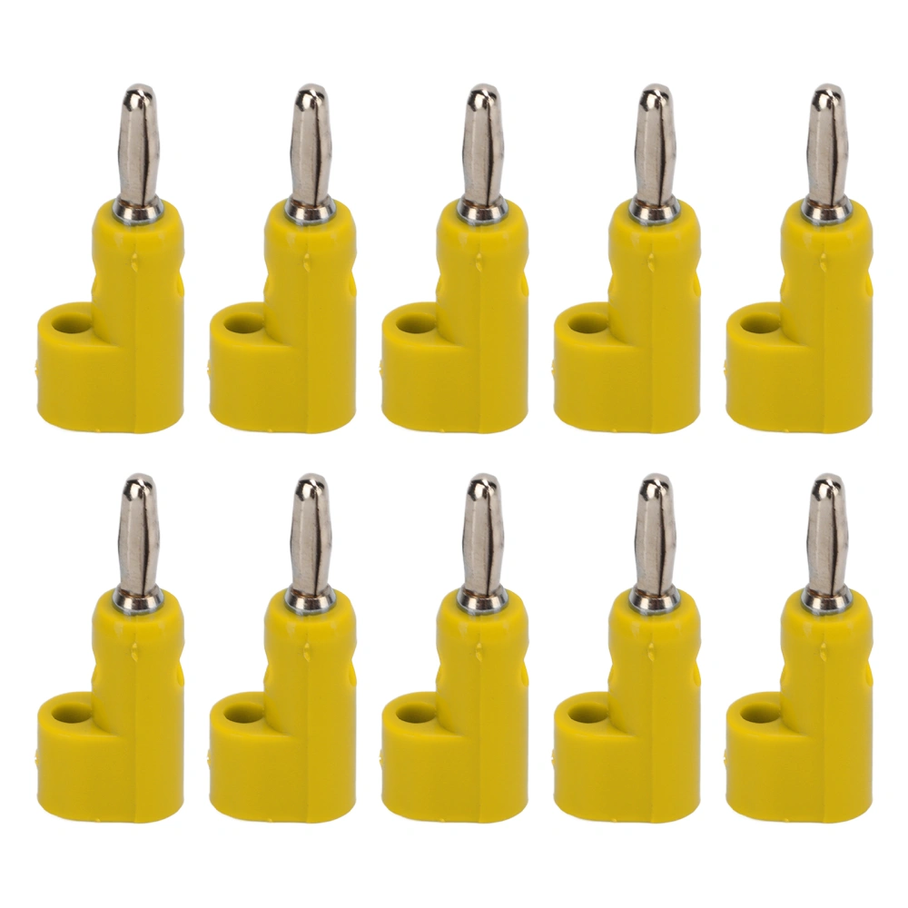 10Pcs/Set 4mm Solderless Banana Plug Stackable Open Screw 30V AC‑60V DC Maximum 24A for Electronics Industrial EquipmentYellow