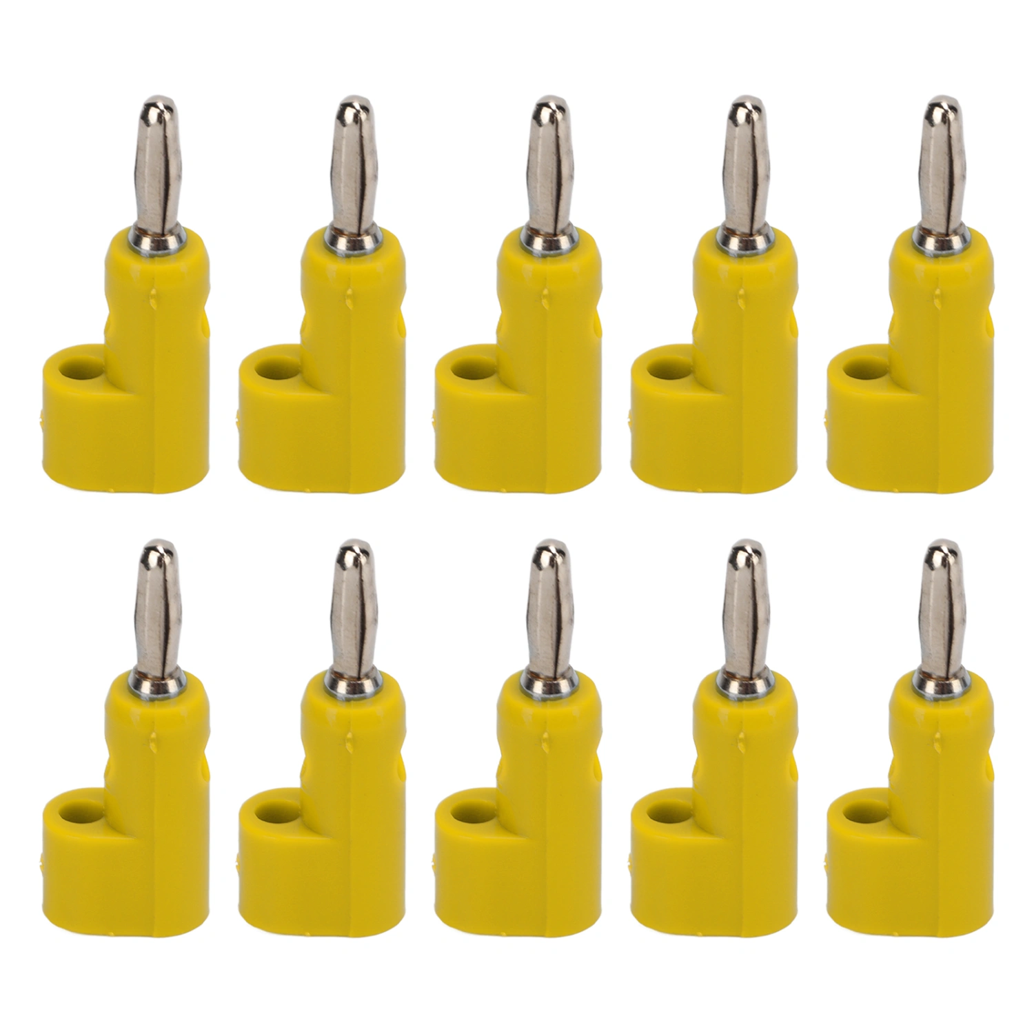 10Pcs/Set 4mm Solderless Banana Plug Stackable Open Screw 30V AC‑60V DC Maximum 24A for Electronics Industrial EquipmentYellow