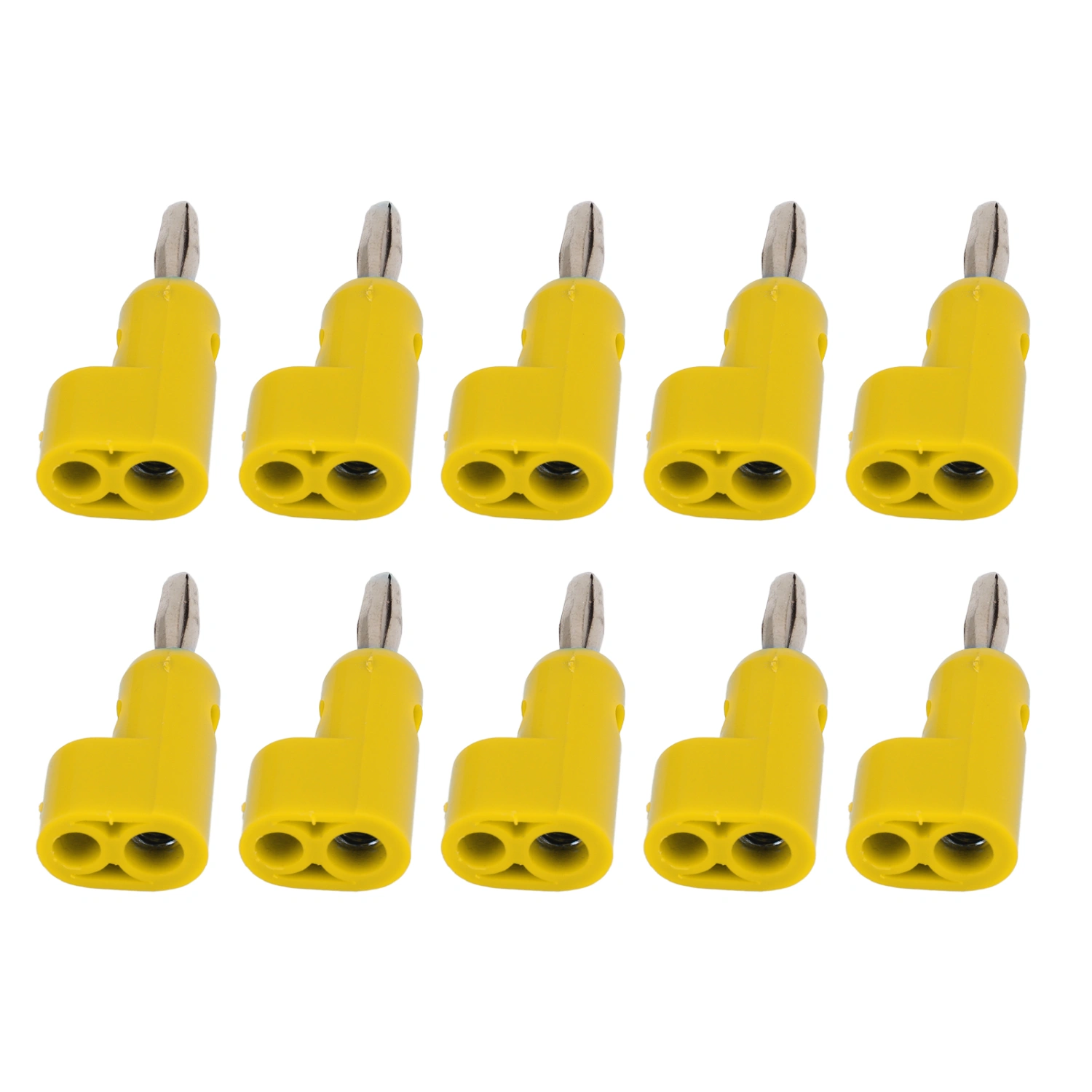 10Pcs/Set 4mm Solderless Banana Plug Stackable Open Screw 30V AC‑60V DC Maximum 24A for Electronics Industrial EquipmentYellow