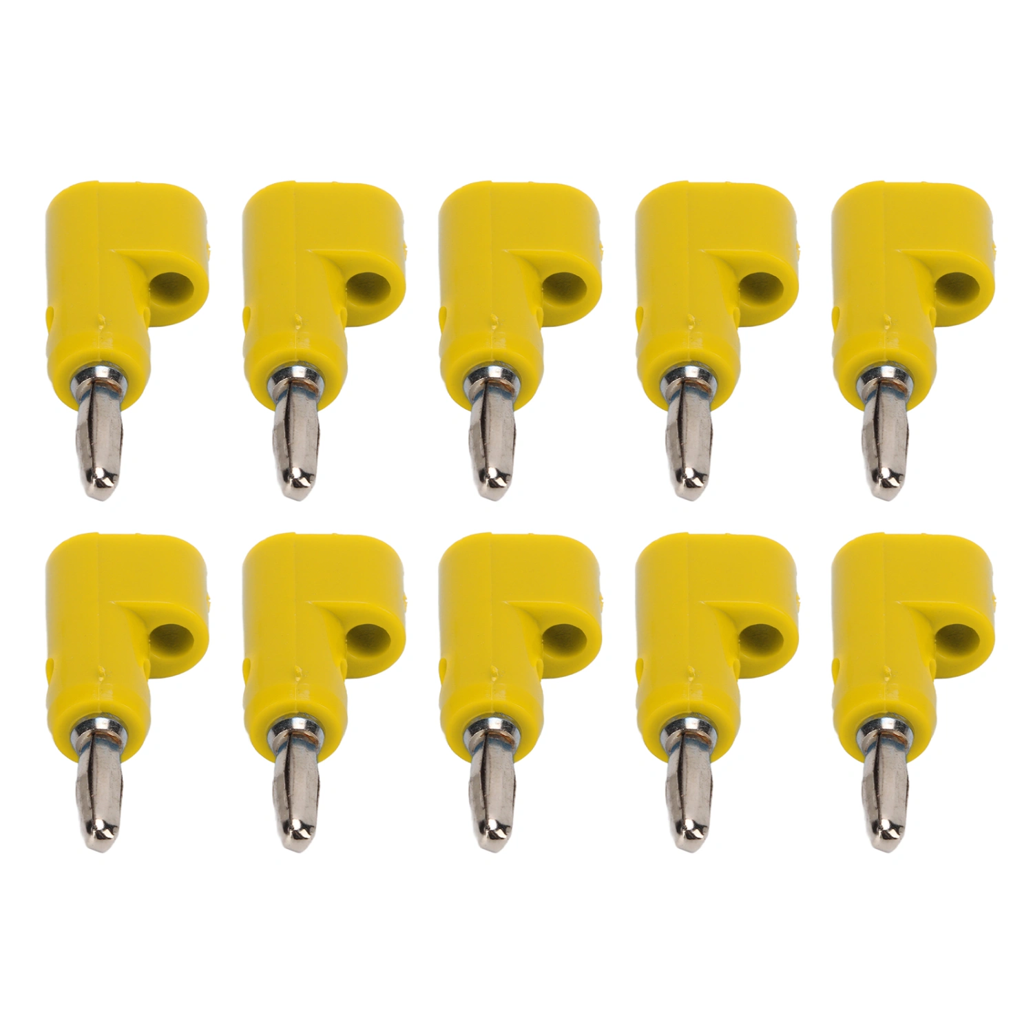 10Pcs/Set 4mm Solderless Banana Plug Stackable Open Screw 30V AC‑60V DC Maximum 24A for Electronics Industrial EquipmentYellow