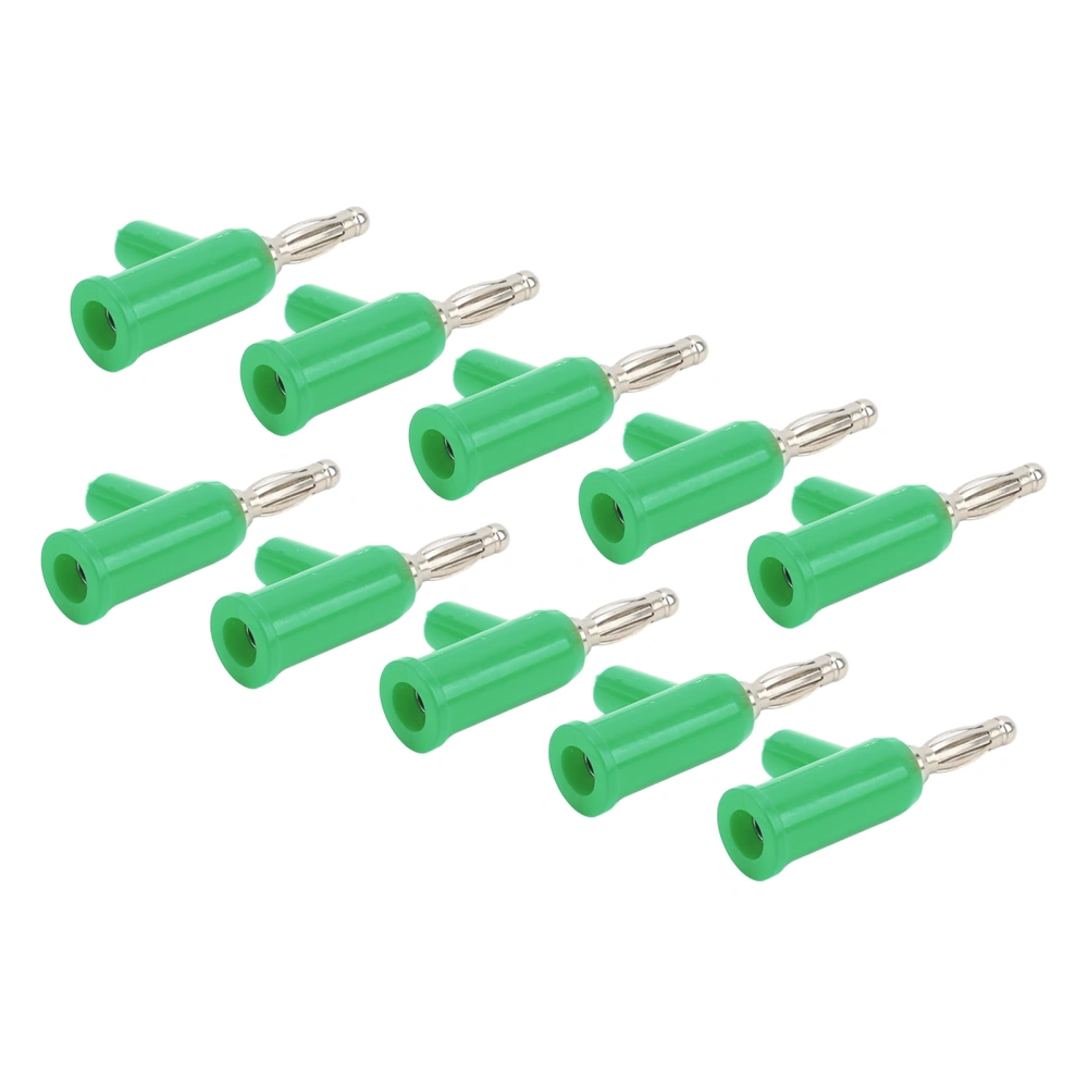 10Pcs Solderless Banana Plug ABS Brass Lantern Open Screw Bananas Connectors for Inverters 4mmGreen