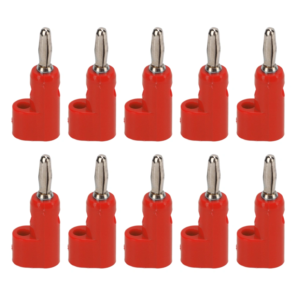 10Pcs/Set 4mm Solderless Banana Plug Stackable Open Screw 30V AC‑60V DC Maximum 24A for Electronics Industrial EquipmentRed