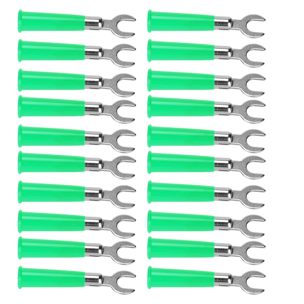 20Pcs 6mm U/Y Type Electrical Crimp Terminals Insulated Fork Spade Wire Connectors for Industrial Electronic EquipmentGreen