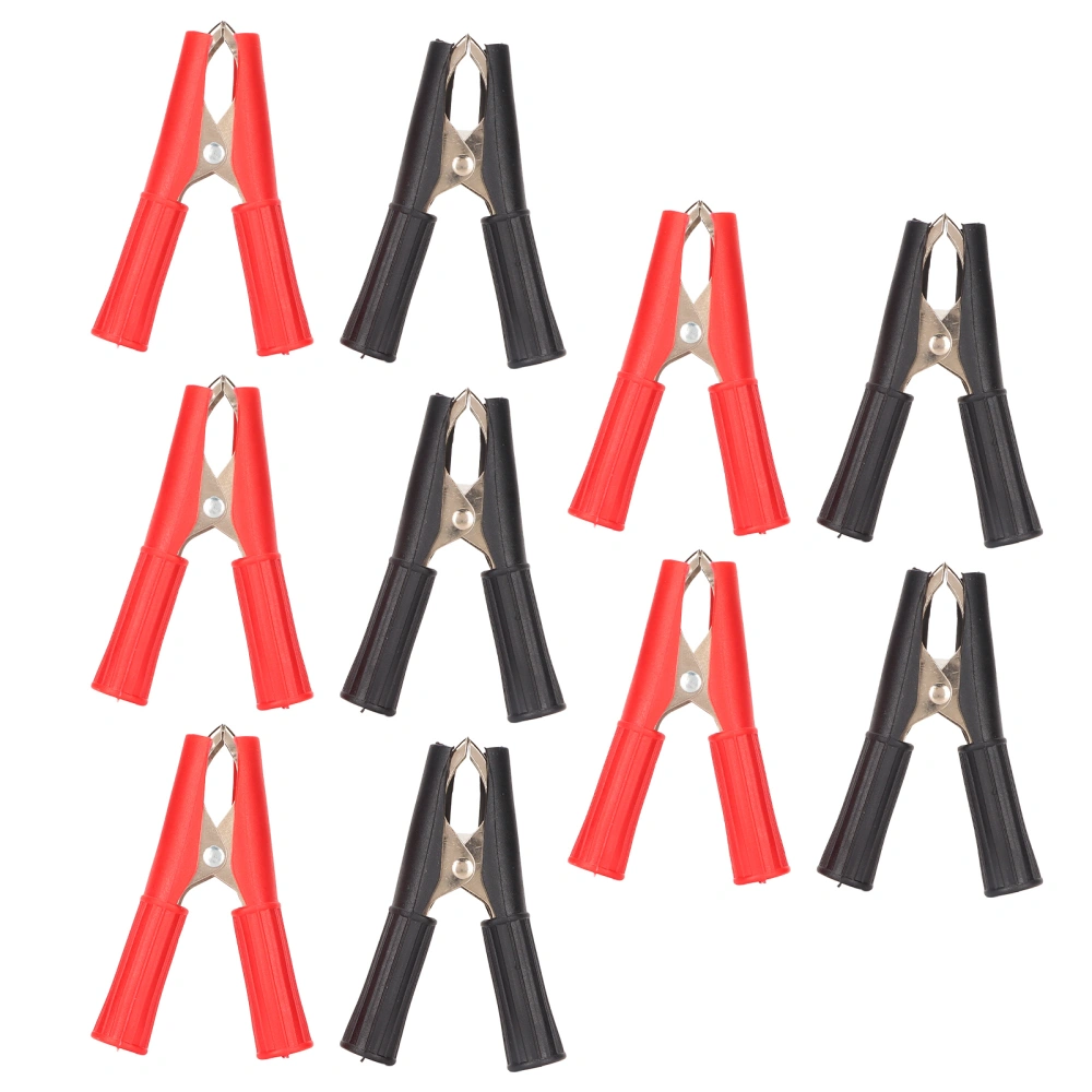 10pcs Battery Clamp Red Black 30A Steel PVC Insulated Safety Cable Clip Electrical Test Tools