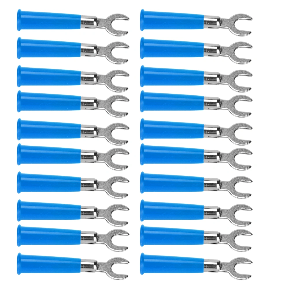 20Pcs 6mm U/Y Type Electrical Crimp Terminals Insulated Fork Spade Wire Connectors for Industrial Electronic EquipmentBlue