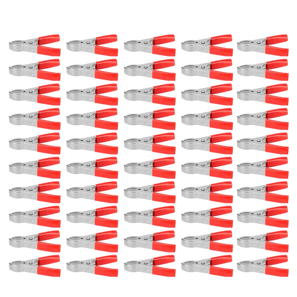 50pcs Battery Cable Clamp 300W Power Inverter Clip 30A Steel PVC Insulated Safety Electrical Test ToolsRed