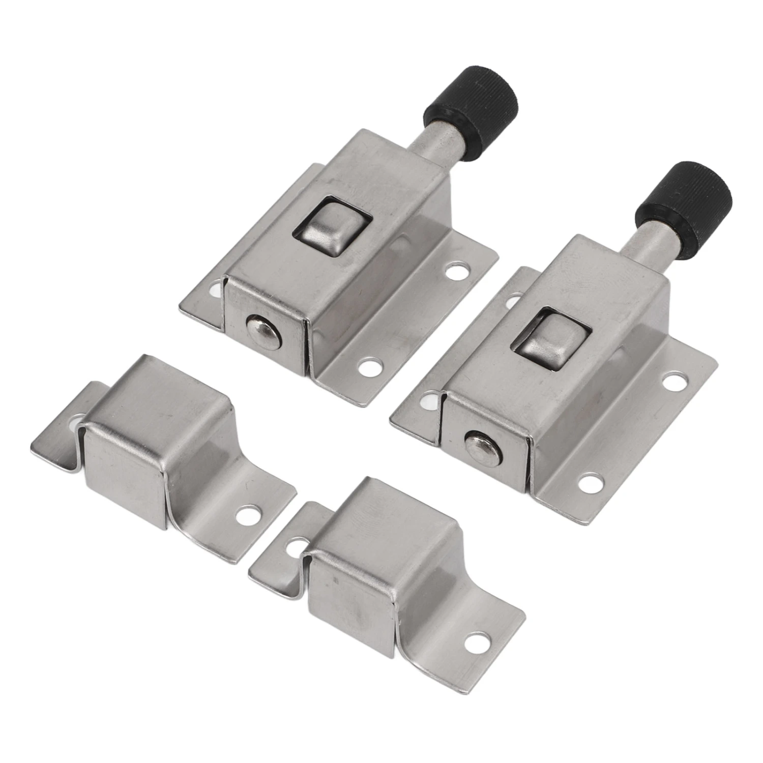 2 Set Stainless Steel Door Latch Anti Theft Automatic Spring Bolt Door Lock for Security