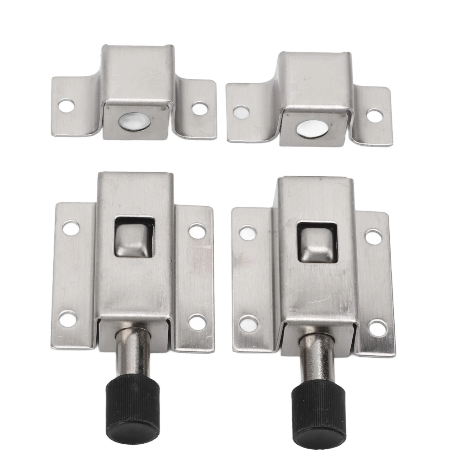 2 Set Stainless Steel Door Latch Anti Theft Automatic Spring Bolt Door Lock for Security