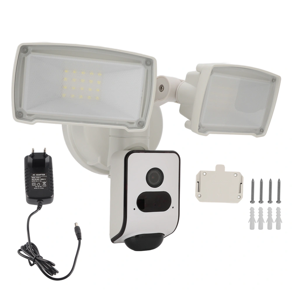 3MP Floodlight Camera IP65 Waterproof Night Vision 2 Way Audio 120° Lens Angle Motion Detection for Home VillaEU Plug