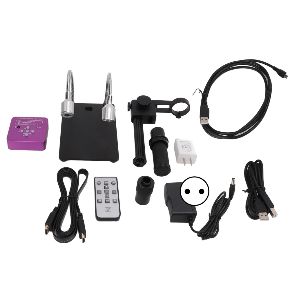 2K 51MP USB HD Multimedia Interface Microscope Camera 150X C Mount Lens Remote Control Full Set AC 100‑240VEU Plug