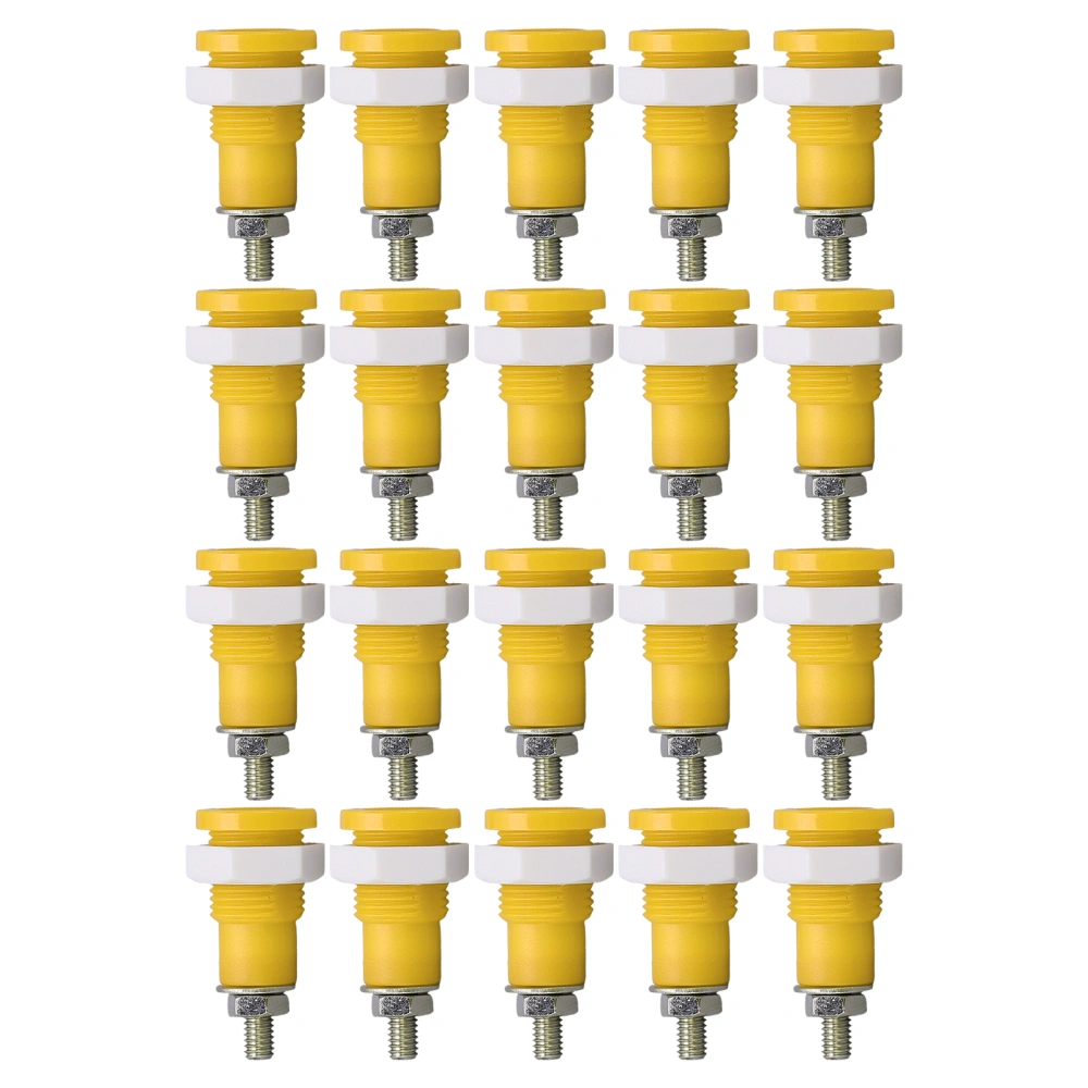 20Pcs Banana Socket 4mm Good Transmission Extensive Use Excellent Manufacture Electrical Connection AccessoriesYellow