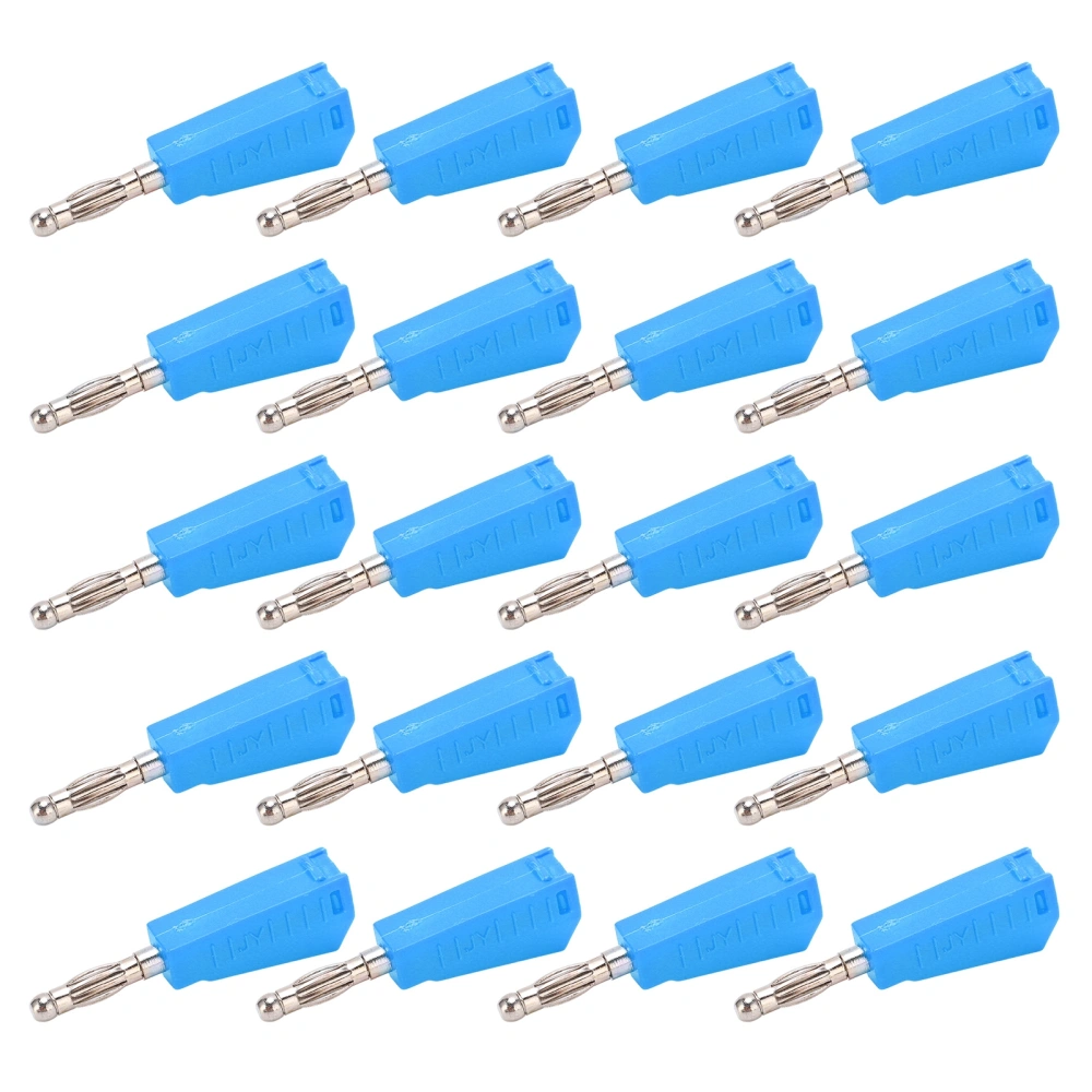 20pcs Banana Plug 4mm/0.16in Low Transmission Signal Loss Stable Current Compact Convenient Electrical ConnectorBlue