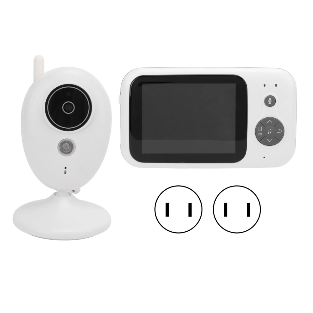 Wireless Video Baby Monitor Infant Camera with 2 Way Intercom Night Vision Temperature Monitor Adjustable Volume 100‑240VUS Plug