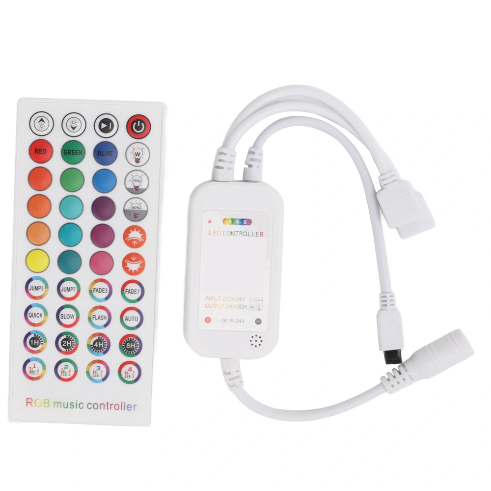 LED Strip Light Dimming Controller with RGB Remote Control Adjust Color Brightness for KTV Music LEDs Rope Lighting