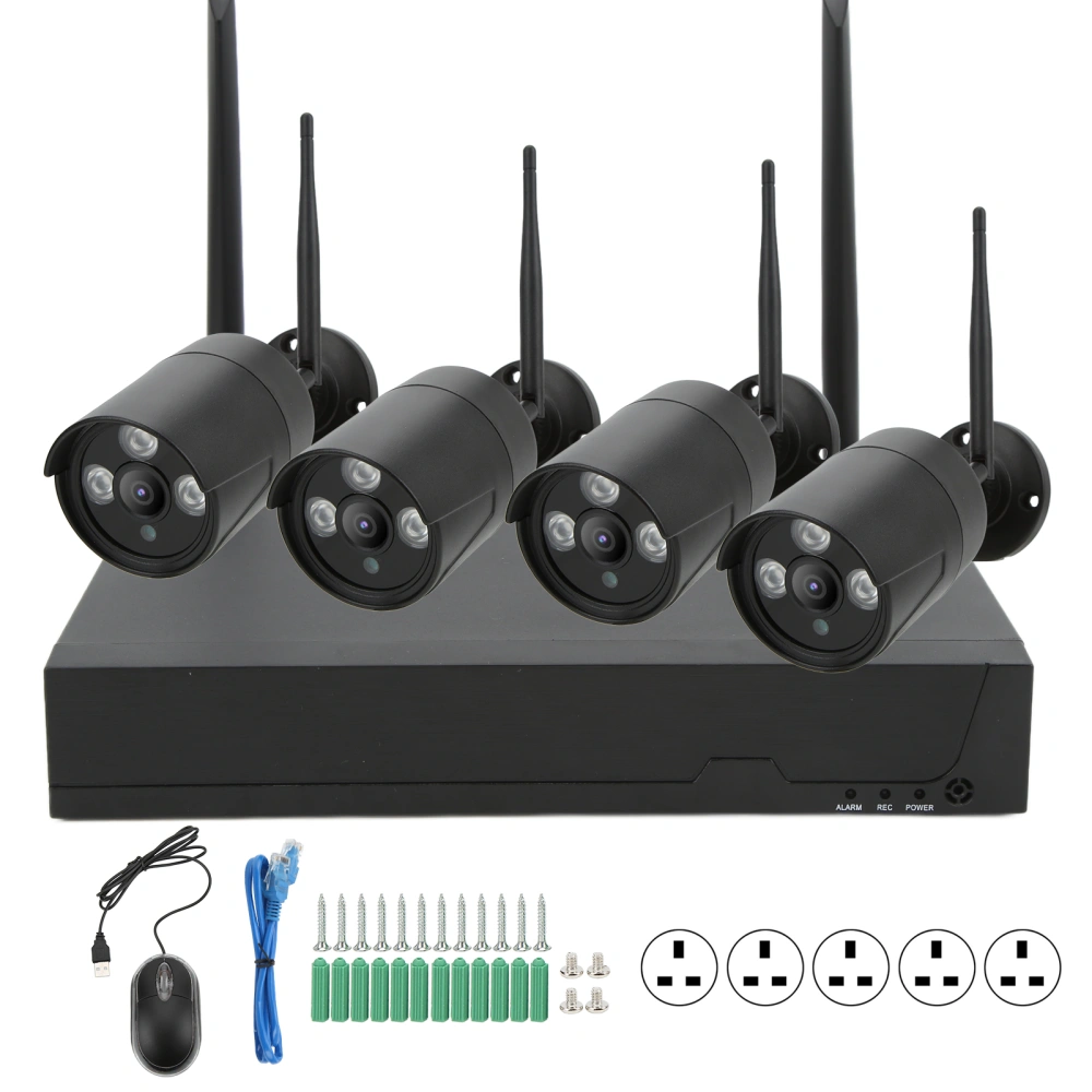 2MP Outdoor CCTV Cameras Home Security Camera System Wifi Video Surveillance Kit with 4 CamerasUK Plug