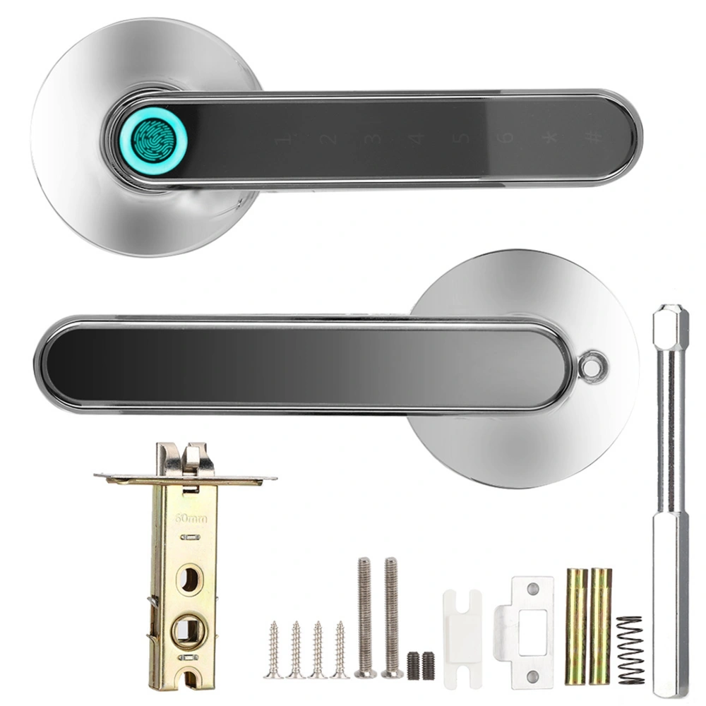 Fingerprint Door Lock Smart Password Handle Lock for TUYA Smart APP Home Hotel OfficeSilver