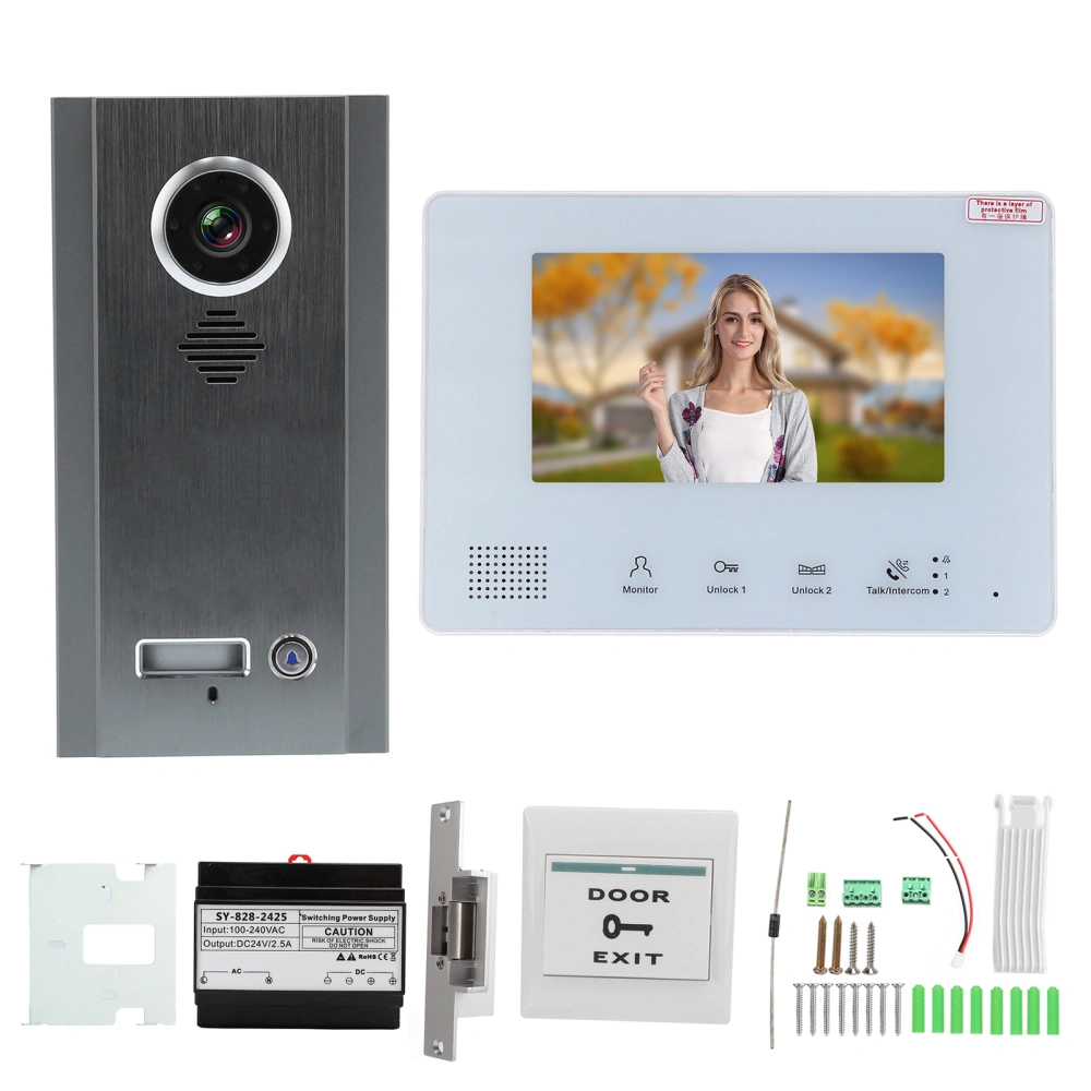 7in Direct Press Type Smart Video Door Phone Intercom System With Electric Strike for Villa House Office Apartment1 Monitor(SY828NMJAENO1)