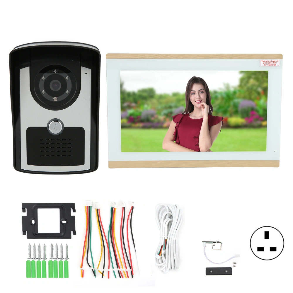 10in WIFI Wired Home Video Doorbell 1080P 2MP Manual Zoom IR Night Vision 2 Way Intercom System for Tuya 100‑240VUK Plug