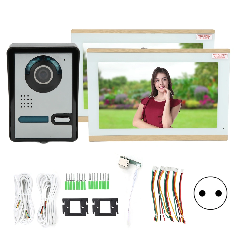 10in Wifi Video Doorbell 1080P 2 Monitors Night Vision Wired Motion Detection 2 Way Audio for Tuya 100‑240VEU Plug