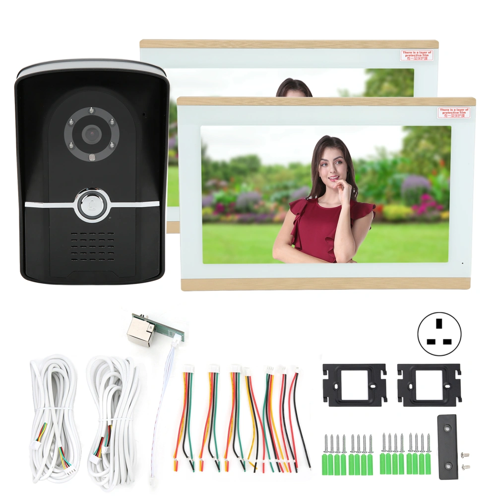 10in WIFI Video Doorbell 1080P Motion Detection Guest Message Night Vision 2 Way Intercom for Tuya 100‑240VUK Plug