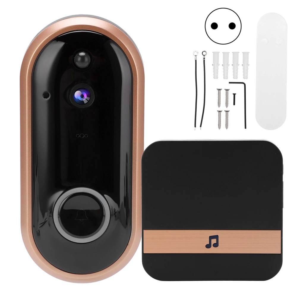 HD 1080P Video Doorbell Two Way Intercom Wireless WiFi Door Bell Night Vision 166° Wide Angle for Home Security 90‑260VEU Plug