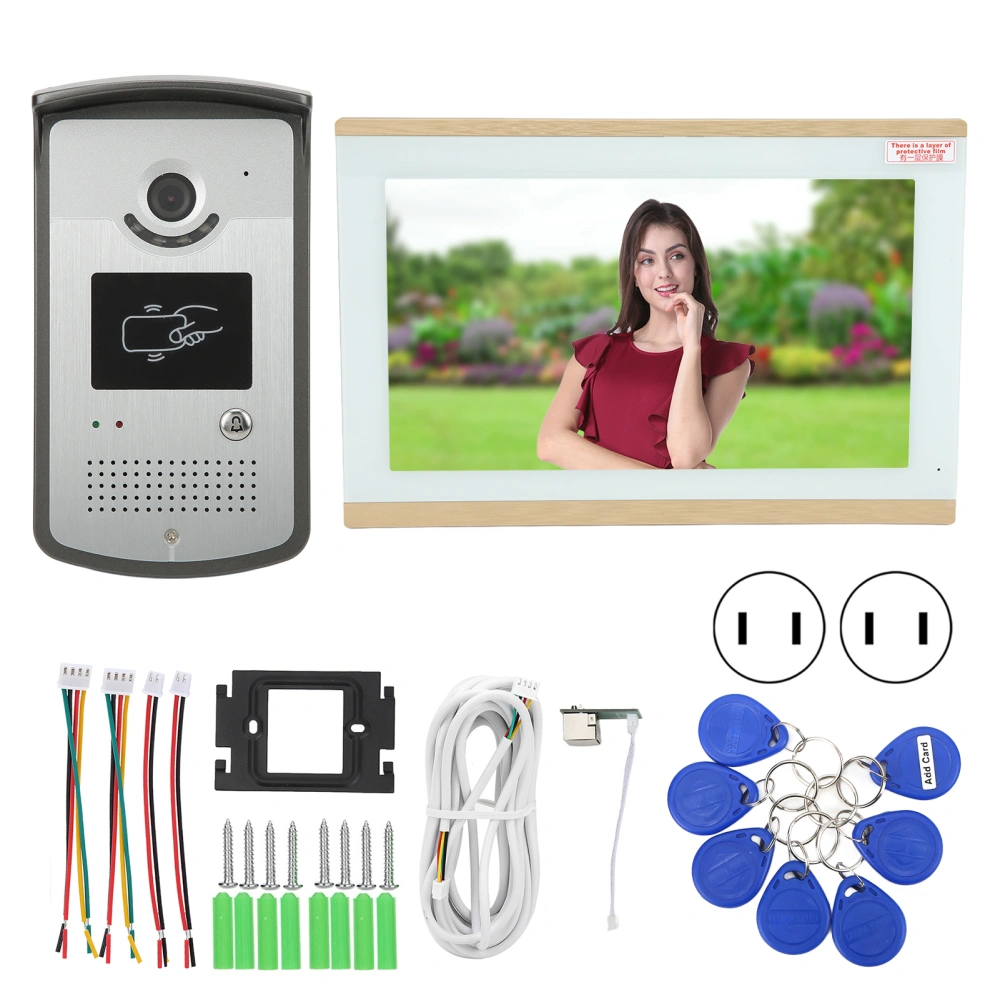 10in WIFI Video Door Phone Wired Video Intercom System for Tuya Smart APP 100‑240VUS Plug