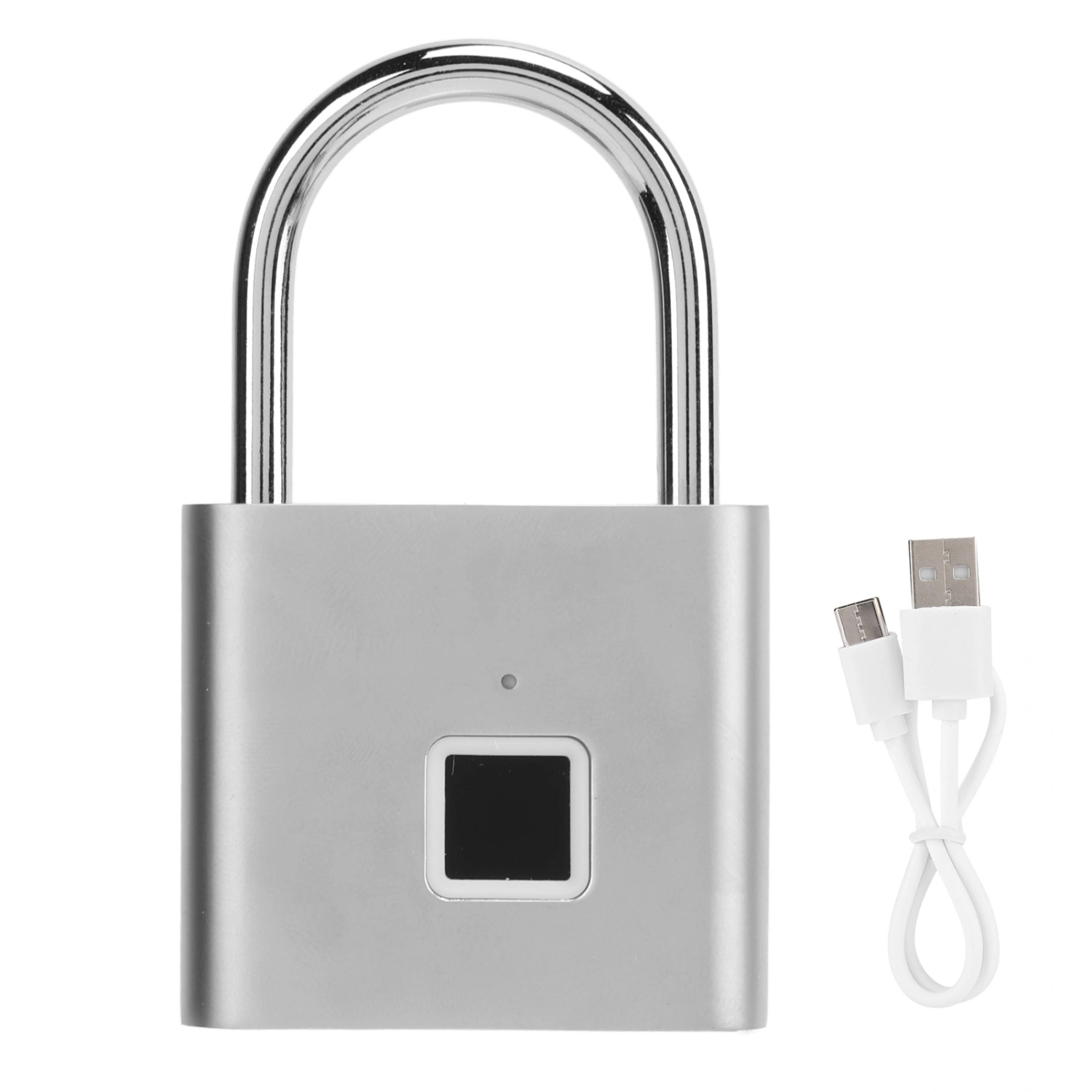 Smart Fingerprint Padlock USB Rechargeable IP56 Waterproof Anti Theft Lock for Cabinet DormitorySilver
