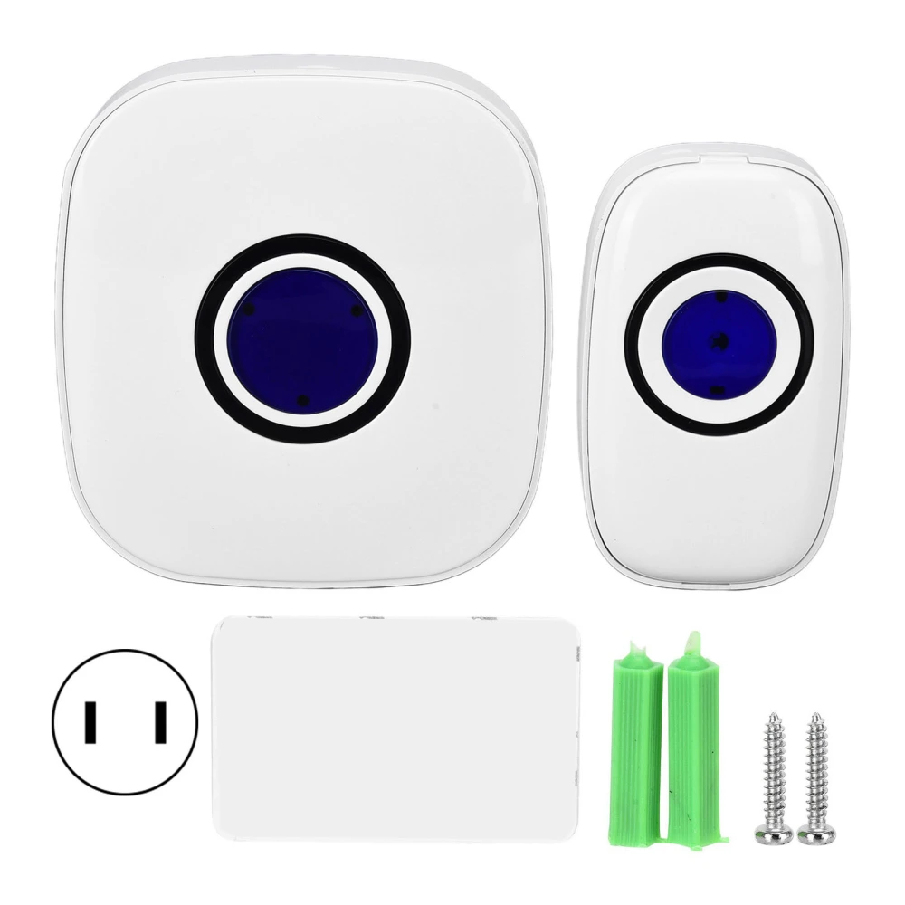 Smart Wireless Doorbell Plugin 38 Music 4 Levels Adjustable Volume Waterproof for Home Factory Hotel(US Plug )