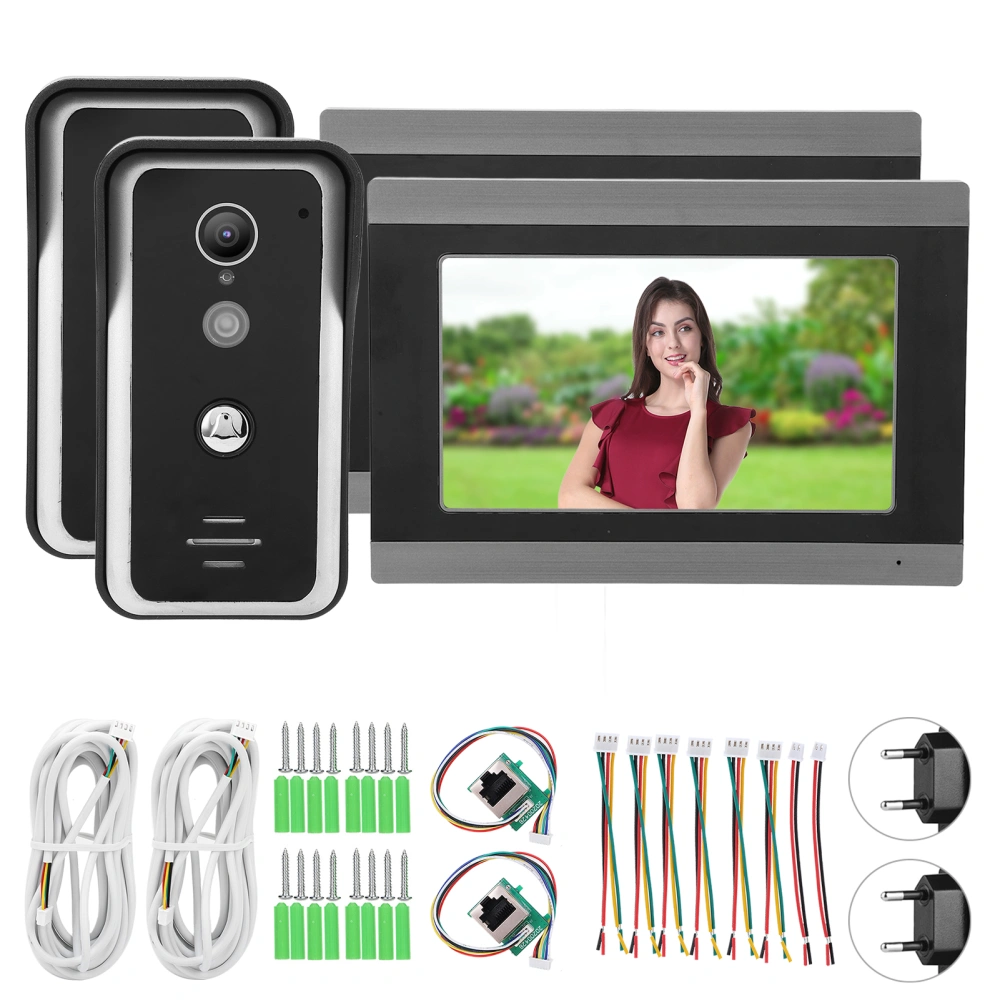 7in Wired Video Door Phone TFT LCD Screen for TUYA APP 2‑Way Audio Doorbell AC100‑240VEU Plug