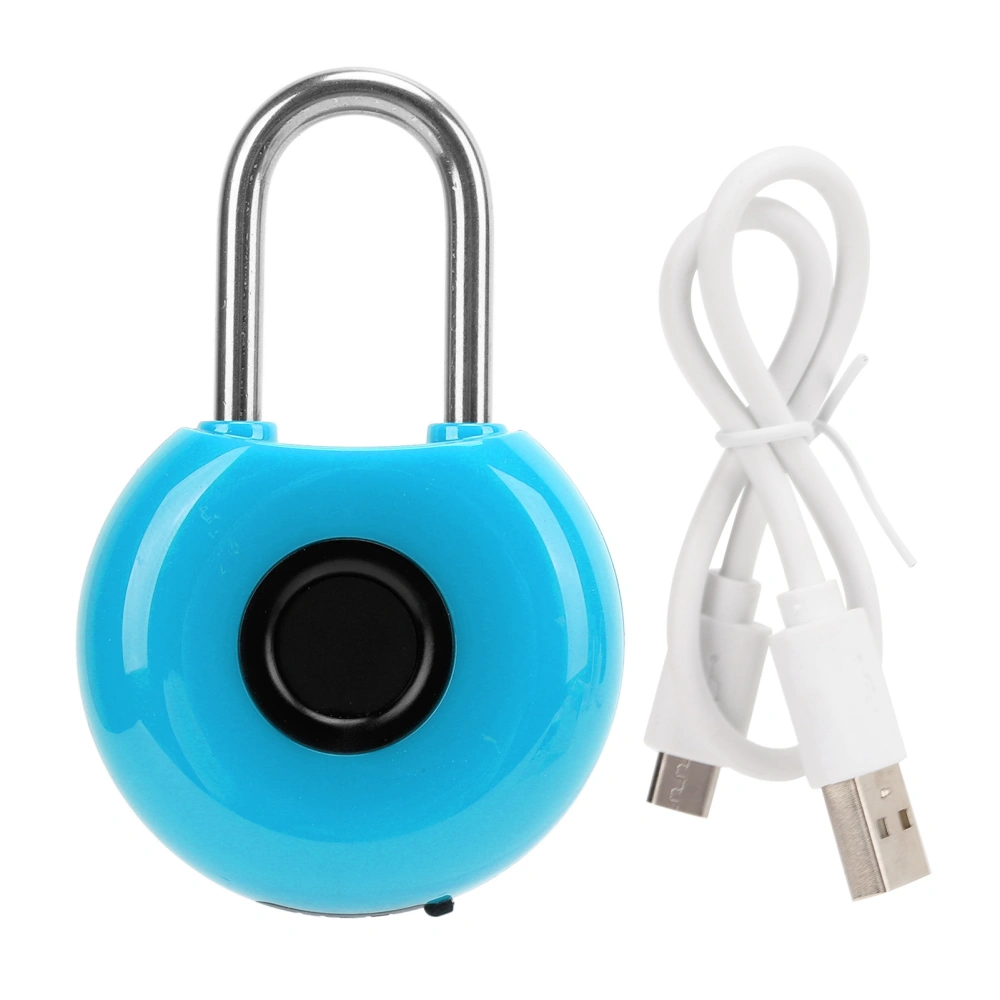 Fingerprint Padlock Artificial Intelligence Flexible USB Charging Suitcase Lock for Gym CabinetBlue