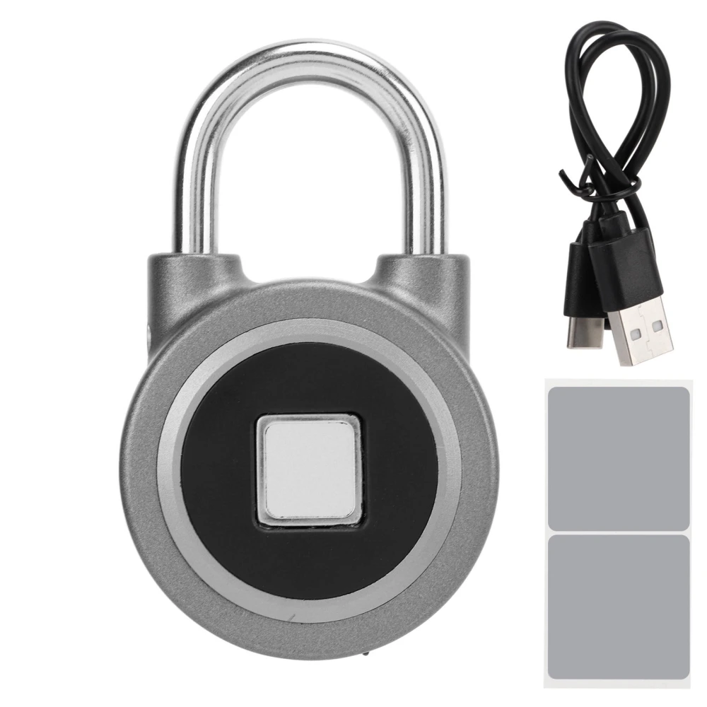 Fingerprint Padlock USB Charging Remote Authorization Unlocking Lock for Gym Cabinets SafesGrey