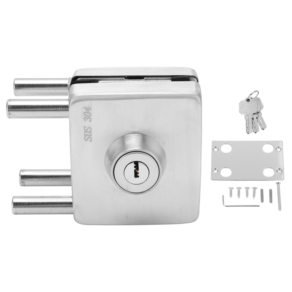 Push Sliding Gate Lock Wear Resistant Conceal Screws Punch Free Stainless Steel Glass Door Lock