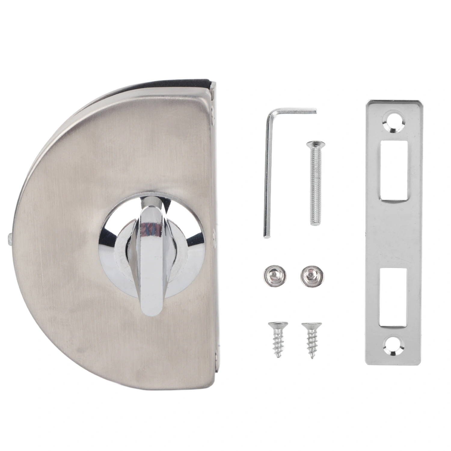 10‑12mm Frameless Single Glass Door Lock Stainless Steel No Drill Sliding for Bathroom Office
