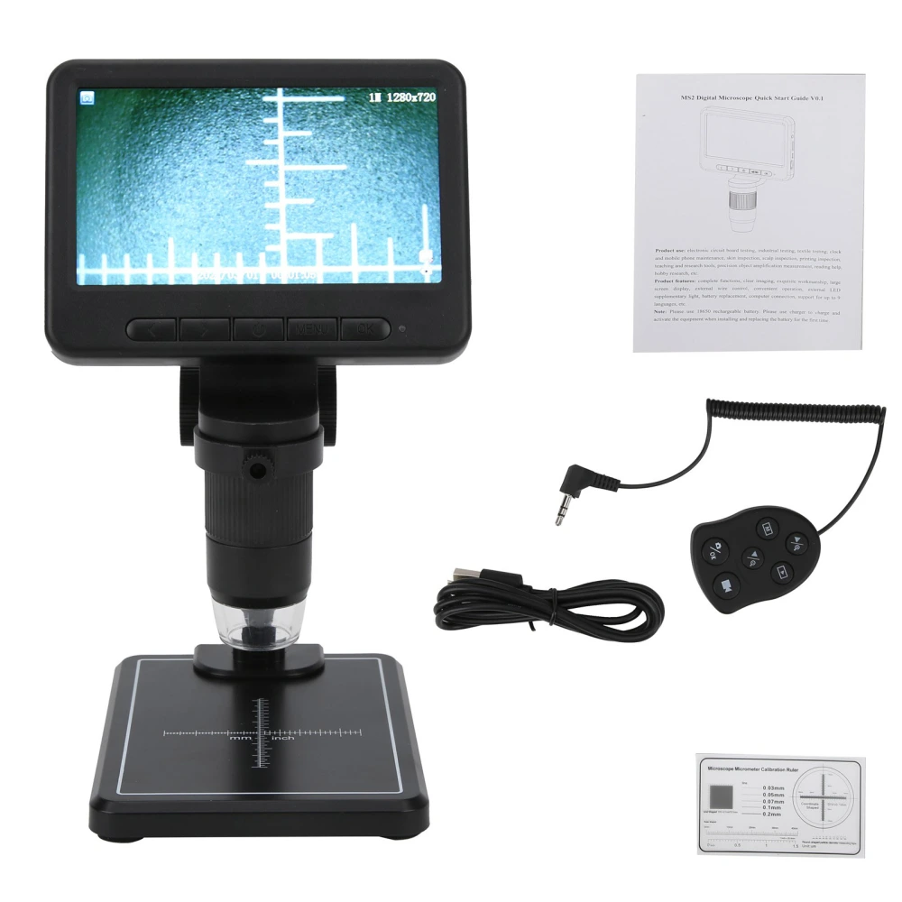 LCD Digital Microscope HD 5in Screen 8 LED 1080P Wireless Magnification for Mobile Phone Tablet