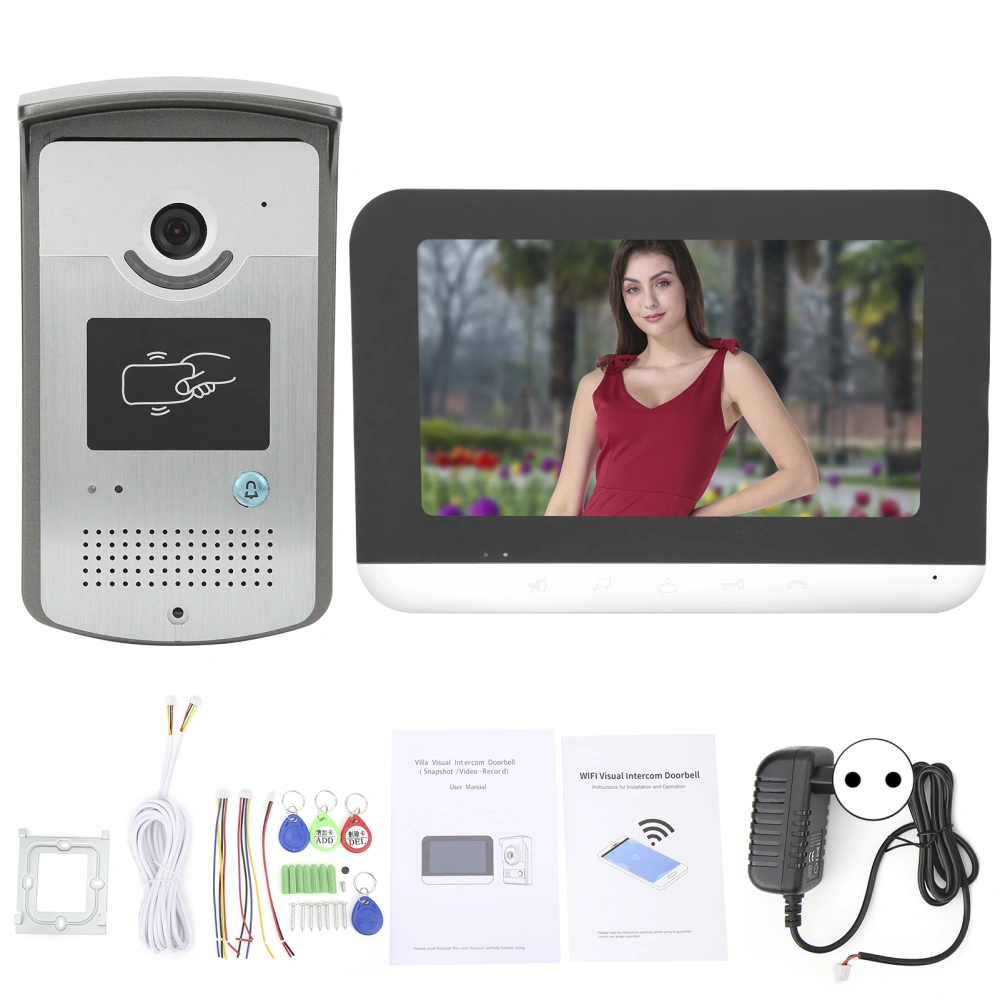 Smart Doorbell WiFi Video Intercom 7in Touch Screen Waterproof Dustproof Home Security 100‑240VEU Plug