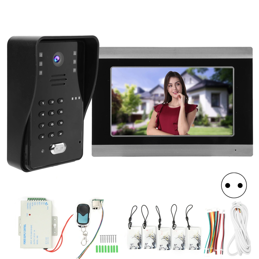 7in Wifi Video Doorphone Wired Night Vision Intercom APP Remote with IC Door Access Control for Tuya 100‑240VEU Plug