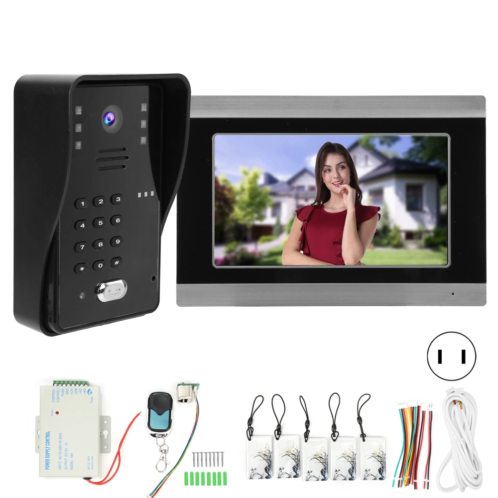 7in Wifi Video Doorphone Wired Night Vision Intercom APP Remote with IC Door Access Control for Tuya 100‑240VUS Plug