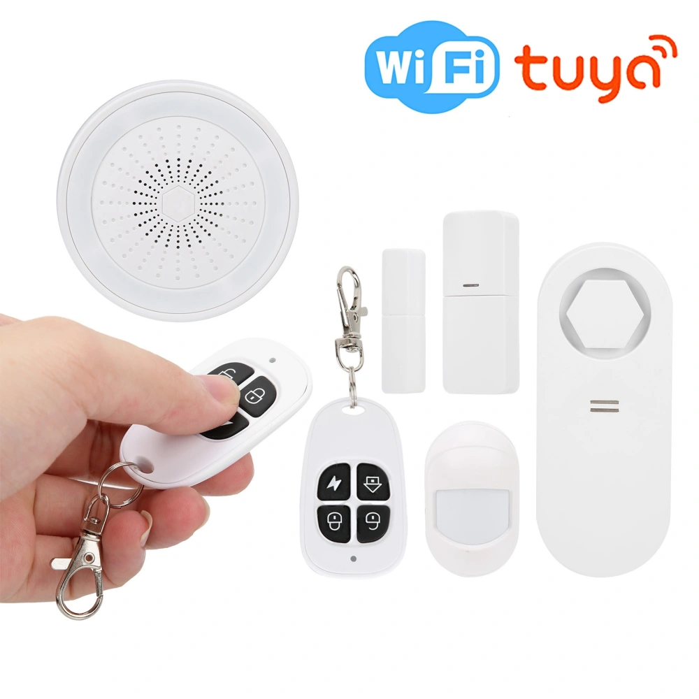 5V 2W WiFi Home Alarm System Door Window Sensor Alarm Siren Water Detector Remote Kit for TuyaEU Plug