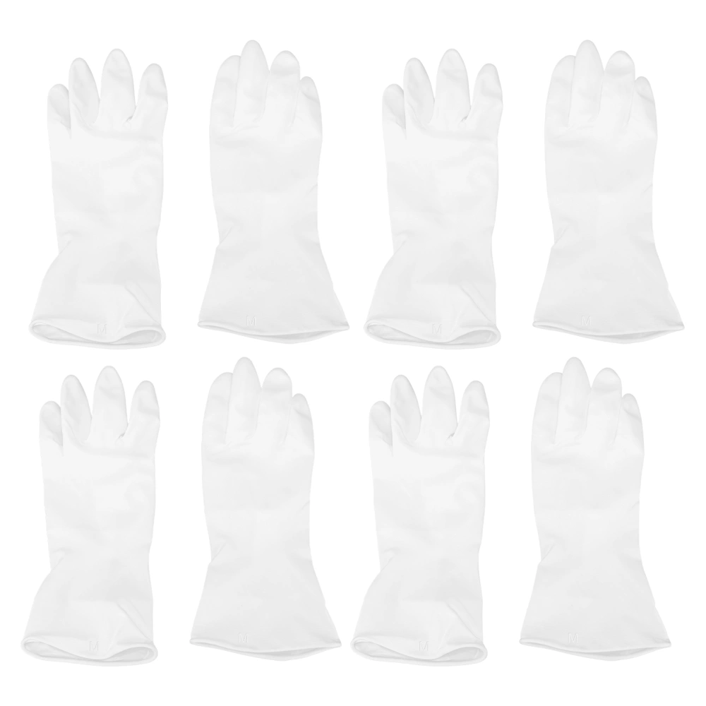 4 Pairs Household Cleaning Gloves White for Dishwasher Car Washing Painting Bathroom ToiletM