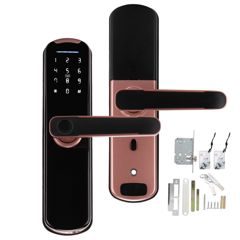 Digital Door Lock Card for TUYA Anti‑Theft Fingerprint Password IC Card Rose Gold for Flat Office