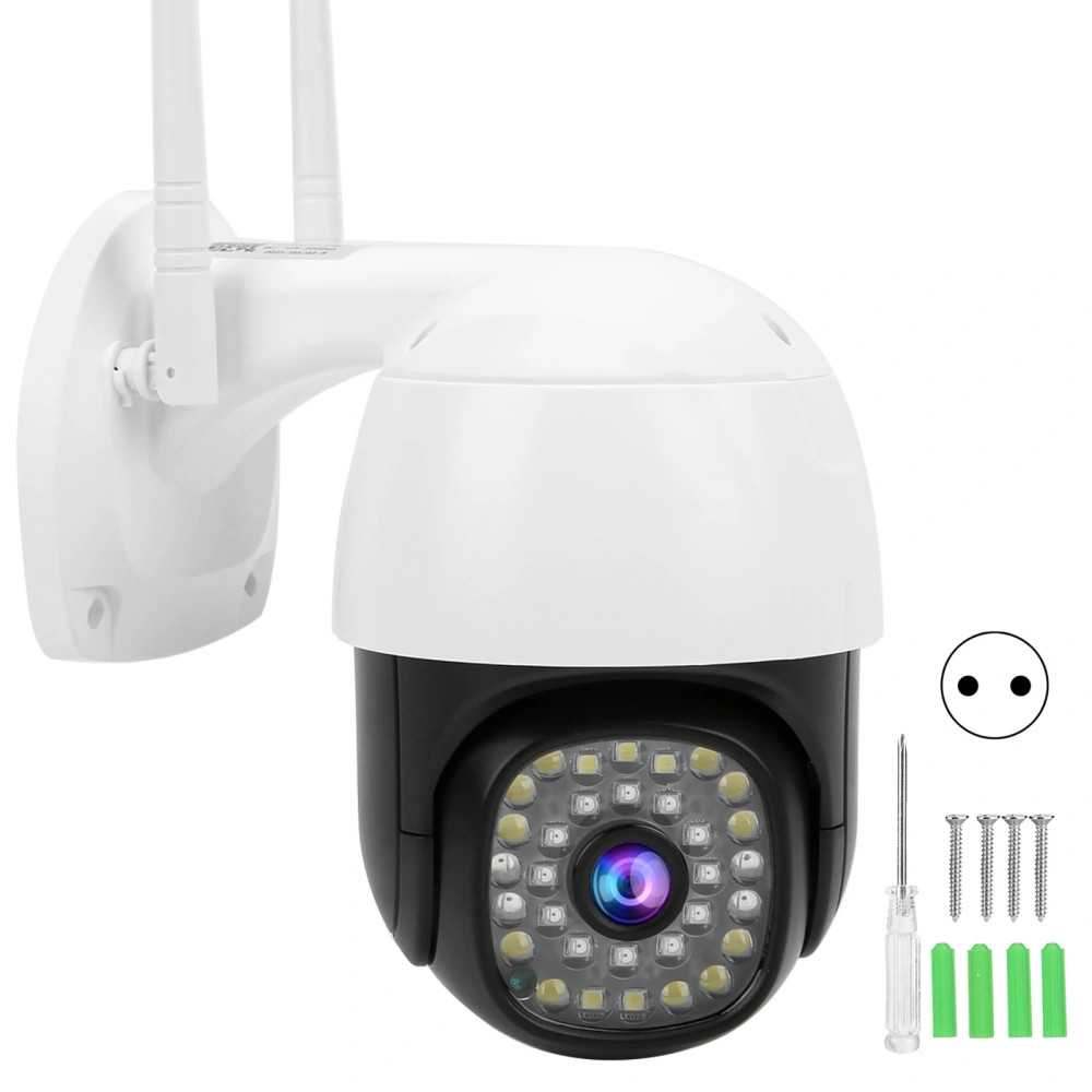 Outdoor IP Camera IP66 32 Lights WiFi HD APP Remote Motion Sound Detection Home Security 100‑240VEU Plug