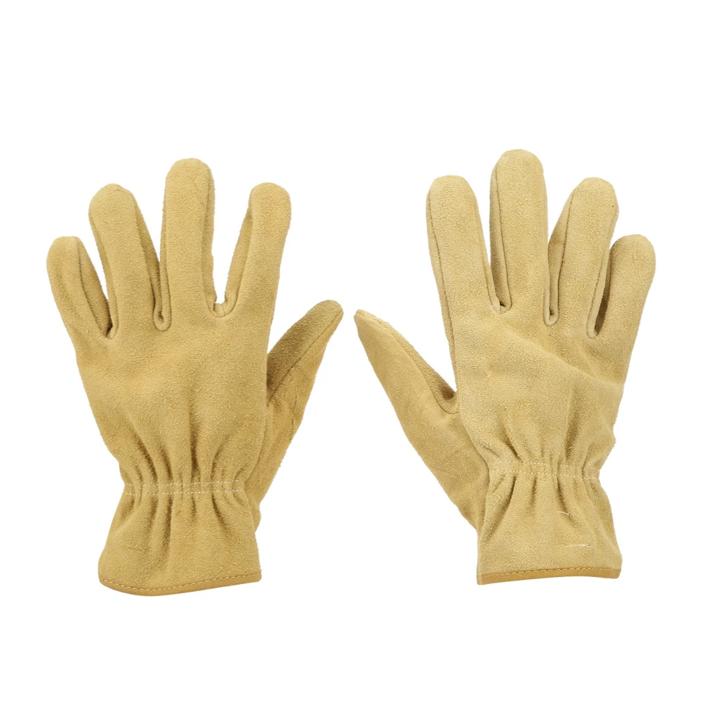 Pair Welding Gloves WearResistant Cow Split Yellow Labor Protection for Drivers Carry(XL )