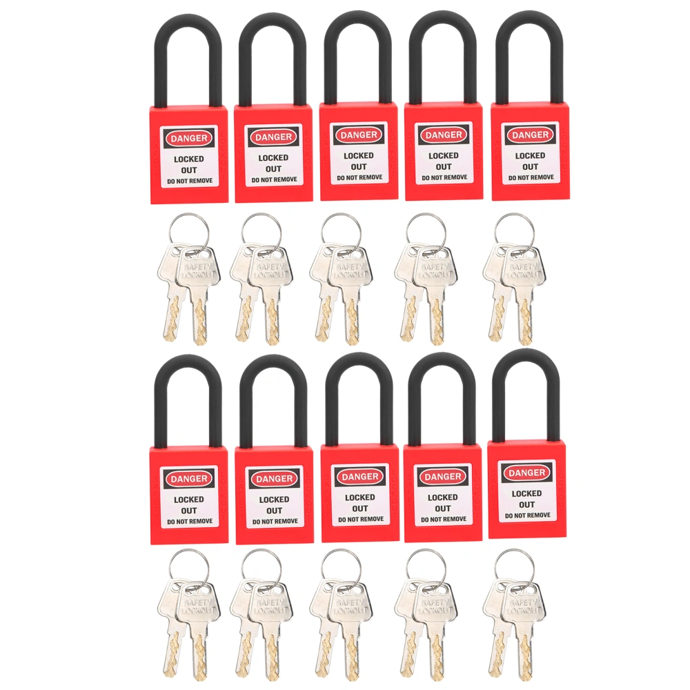 10 Sets 38mm Lockout Lock Dustproof Nylon Industrial Engineering Insulation Security Tool for FactoriesRed