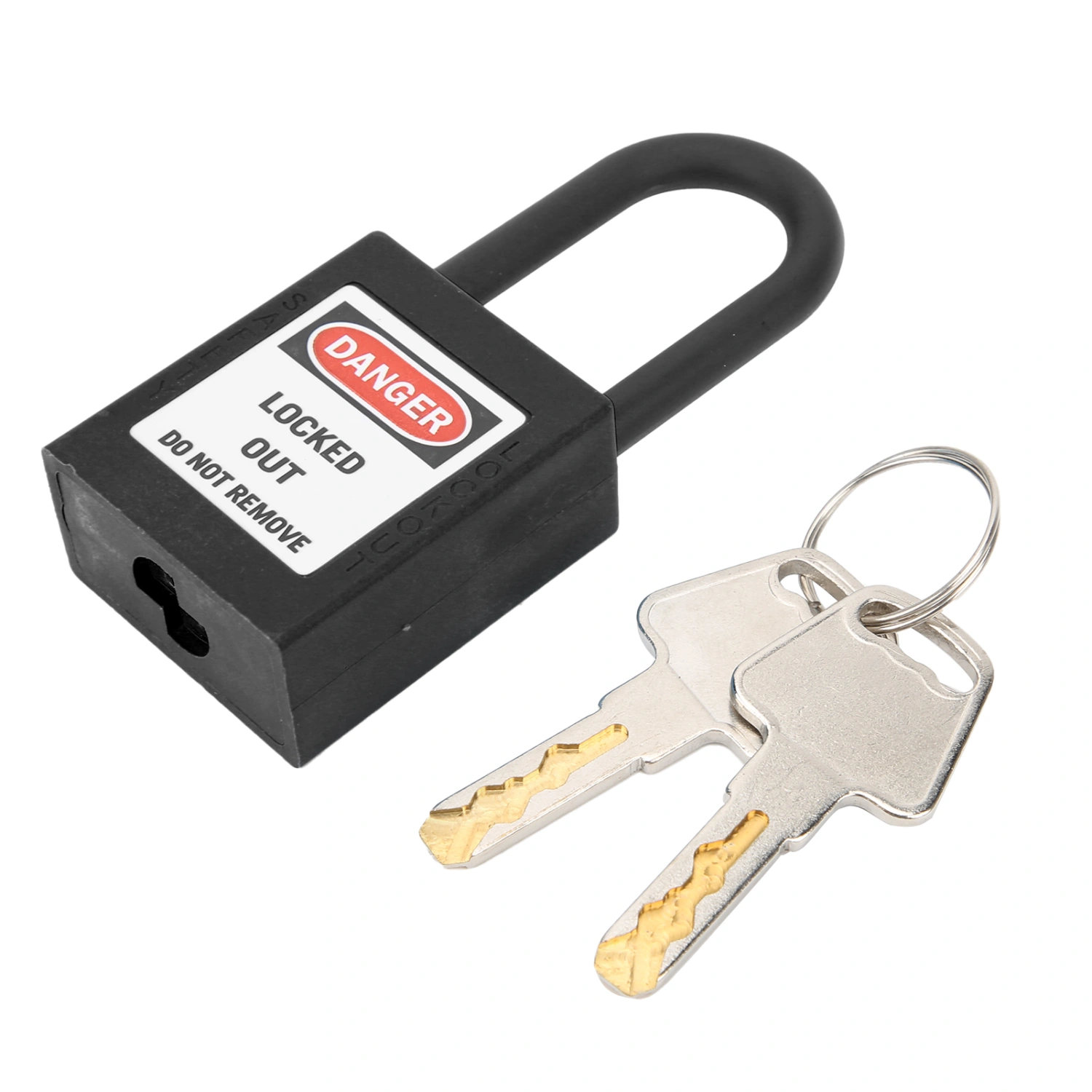 38mm Lockout Tagout Lock Nylon Corrosion Resistant Insulated Safety Padlock with KeyBlack
