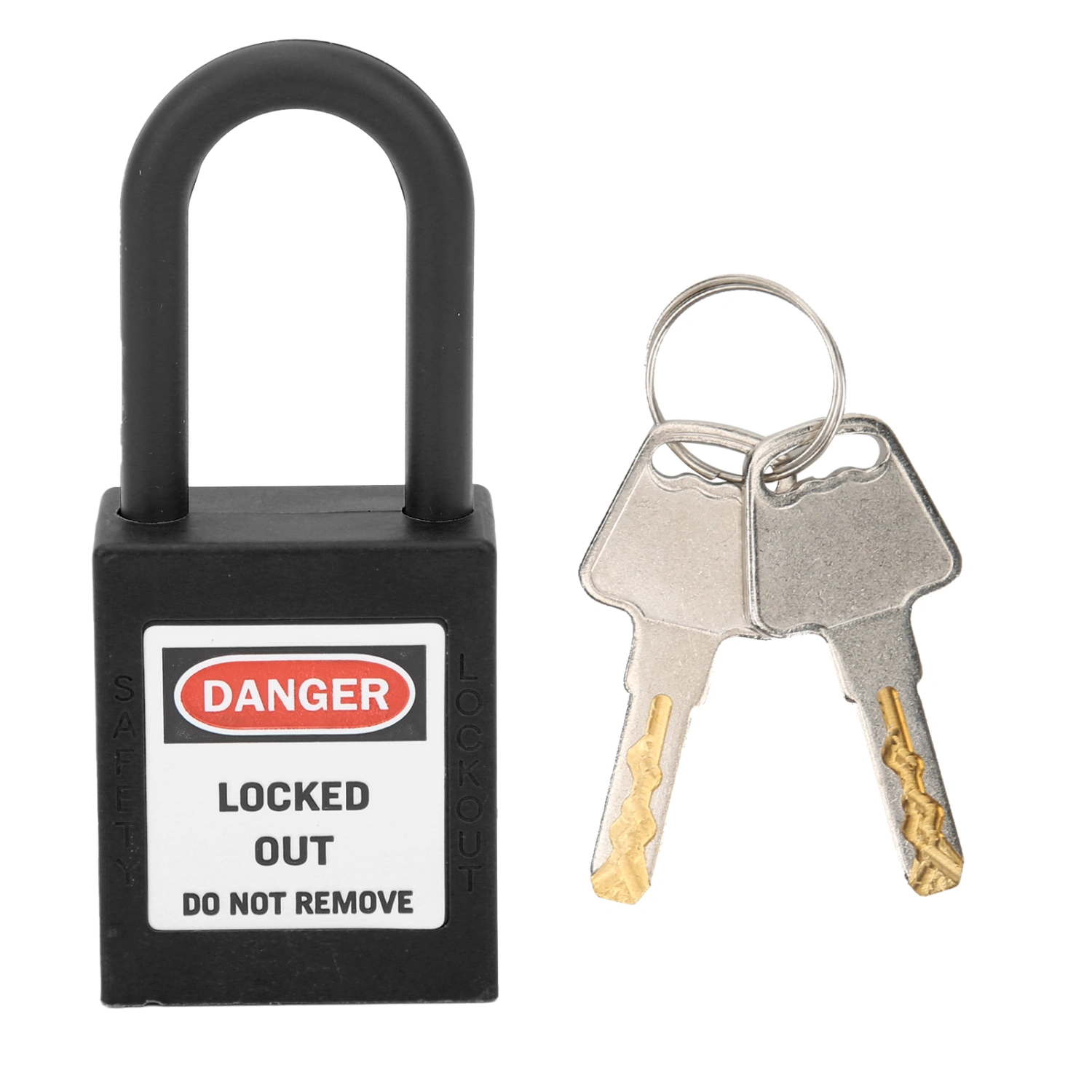 38mm Lockout Tagout Lock Nylon Corrosion Resistant Insulated Safety Padlock with KeyBlack