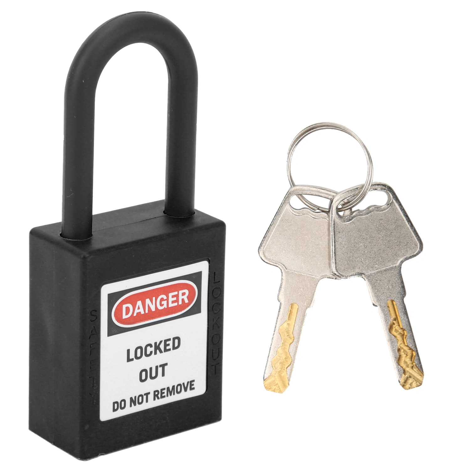 38mm Lockout Tagout Lock Nylon Corrosion Resistant Insulated Safety Padlock with KeyBlack